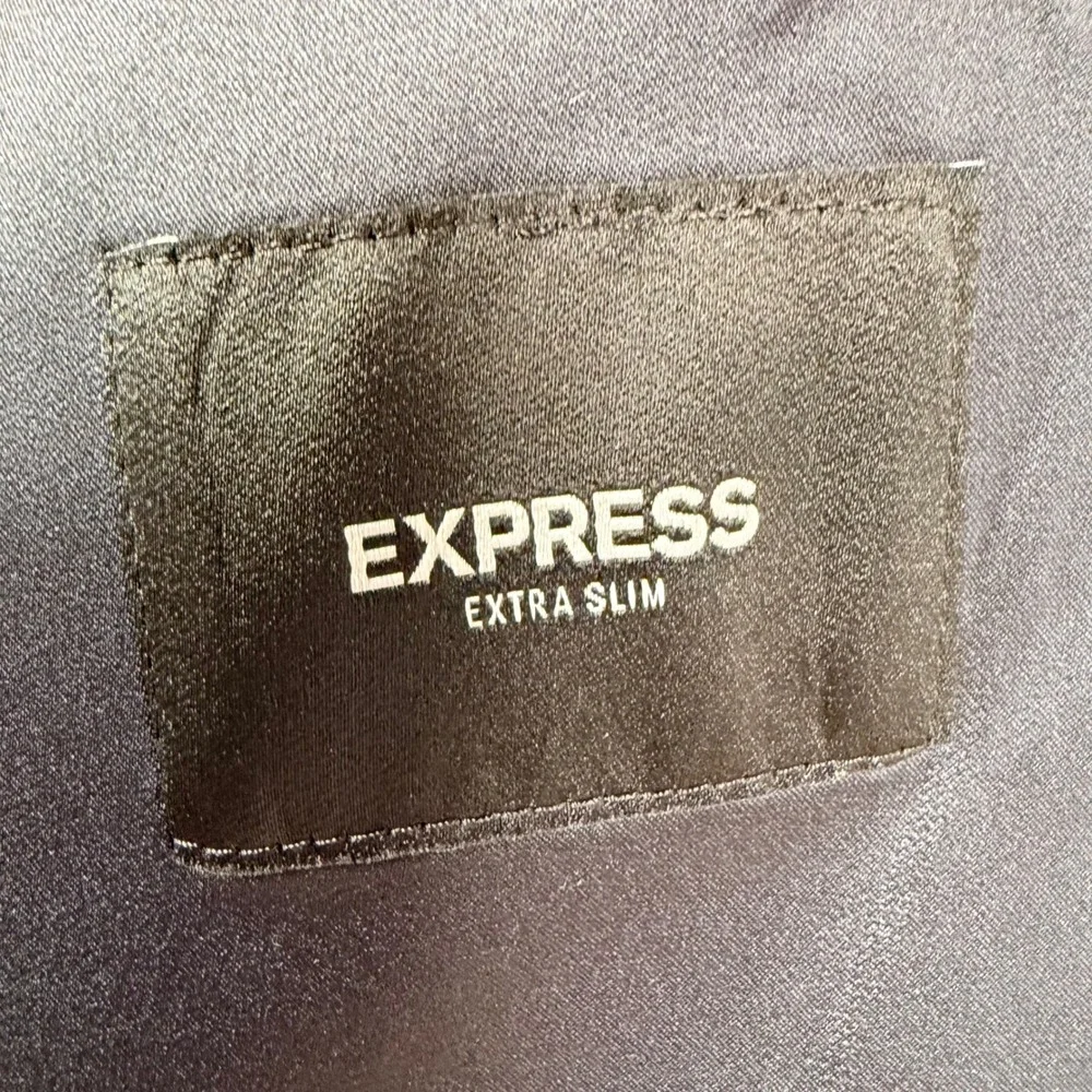 Express Extra Slim Fit Suit Mens 38S 32x28.5 Blue Linen Blend Blazer Pants Set